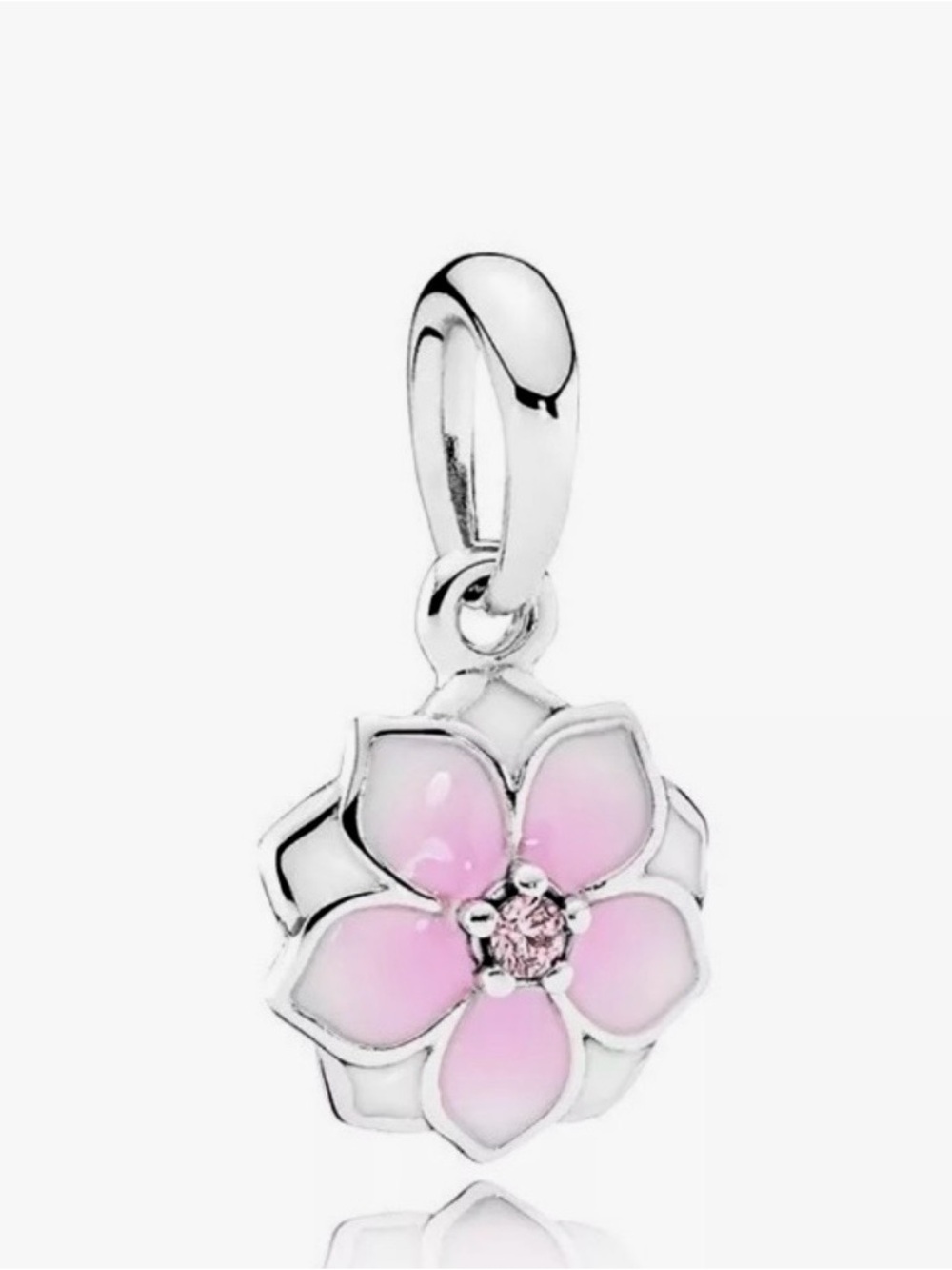 NEW•Silver & White Magnolia DIY charm